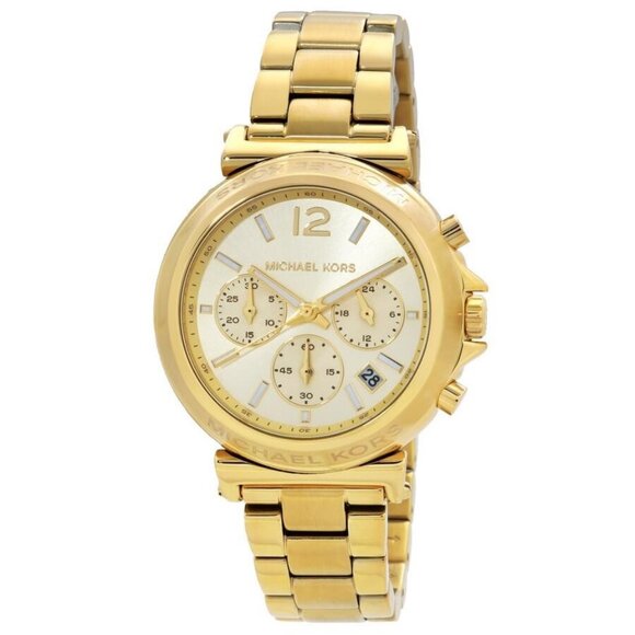 NWT Authentic Michael Kors Maren Chronograph Quartz Gold Dial Women's Watch - Picture 1 of 3